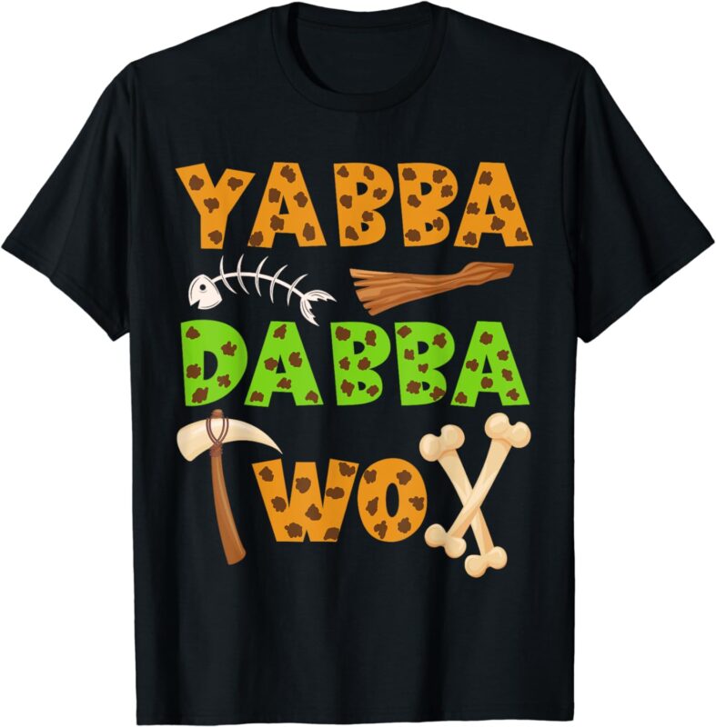 «Yabba Dabba TWO» Caveman Ancient Times 2nd Birthday Party T-Shirt