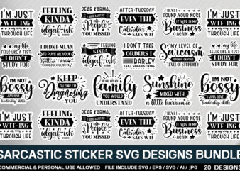 Sarcastic Sticker Svg Bundle t shirt template vector