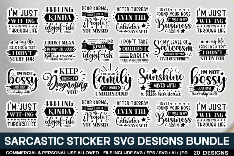 Sarcastic Sticker Svg Bundle