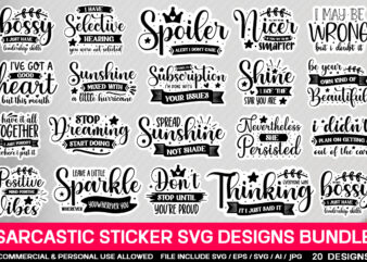 Sarcastic Sticker Svg Bundle t shirt template vector
