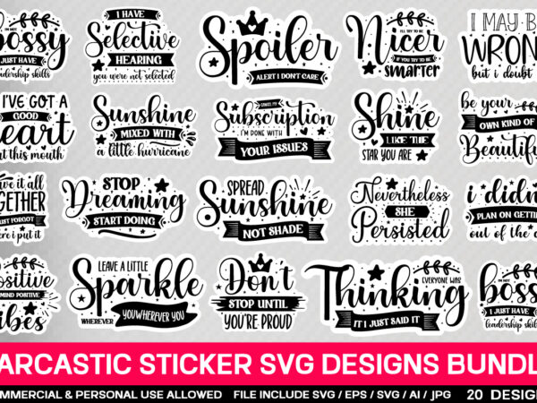 Sarcastic sticker svg bundle t shirt template vector