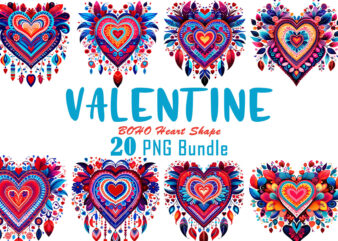 Flowerish Boho Heart Illustration Clipart Bundle t shirt graphic design