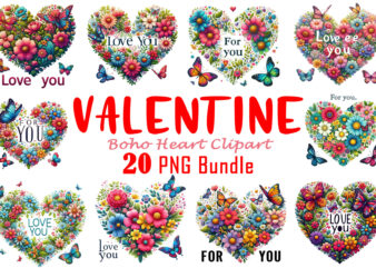 Flowerish Boho Heart T-shirt Illustration Bundle