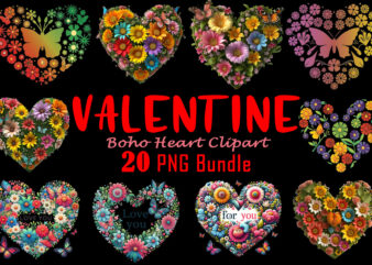 Flowerish Boho Heart Illustration T-shirt Clipart