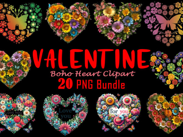 Flowerish boho heart illustration t-shirt clipart