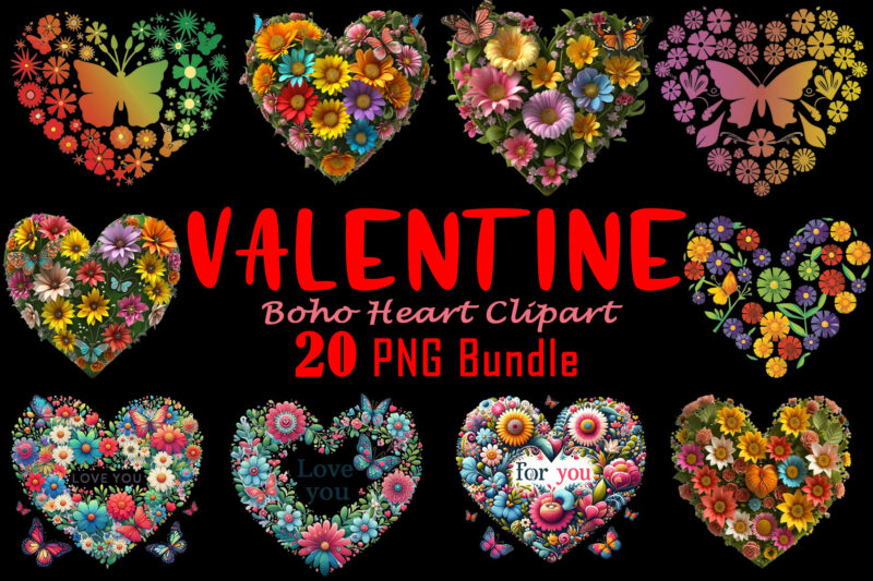 Flowerish Boho Heart Illustration T-shirt Clipart