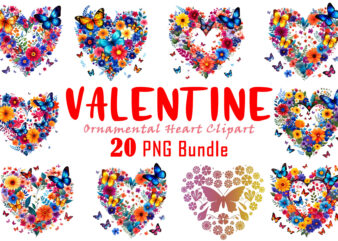 Valentines Day Boho Heart Illustration T-shirt Design Bundle