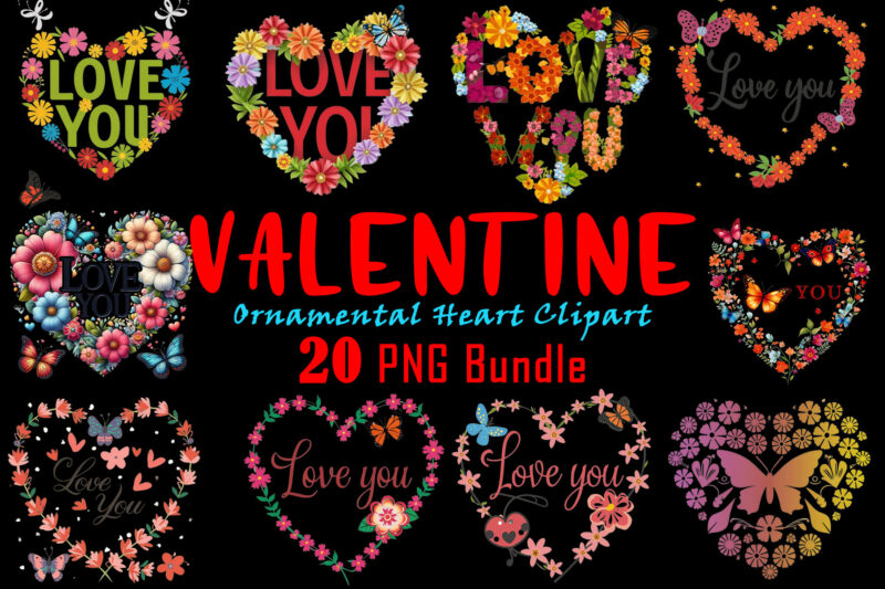 Valentines Day Boho Heart Illustration T-shirt Clipart crafted for Print on Demand websites