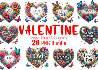 Love for Valentines Day Blooming Heart Illustration Clipart