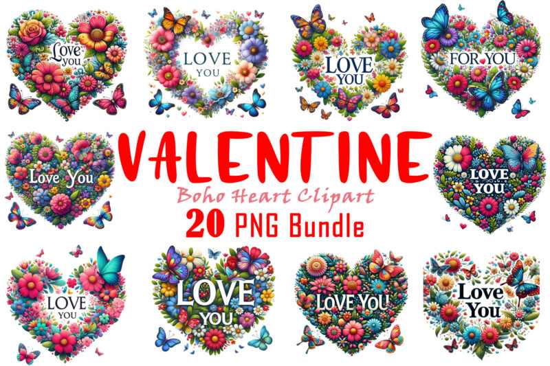 Love for Valentines Day Blooming Heart Illustration Clipart