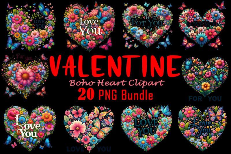 Valentines Day Blooming Heart punk Vibes Design Bundle