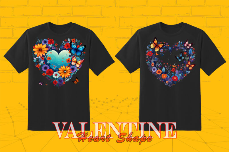 Valentines Day Blooming Heart Illustration Graphics Bundle