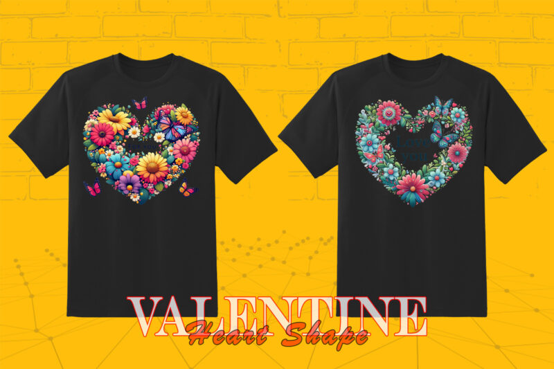 Flowerish Boho Heart Illustration T-shirt Clipart