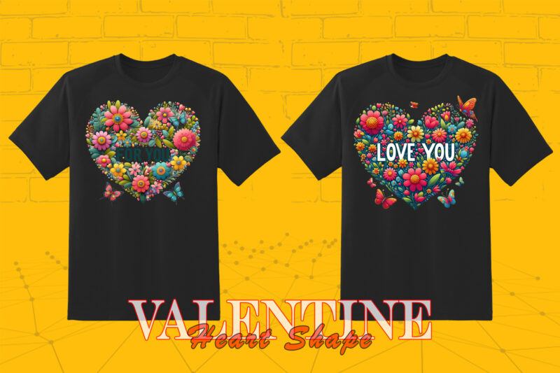 Flowerish Boho Heart Illustration T-shirt Clipart