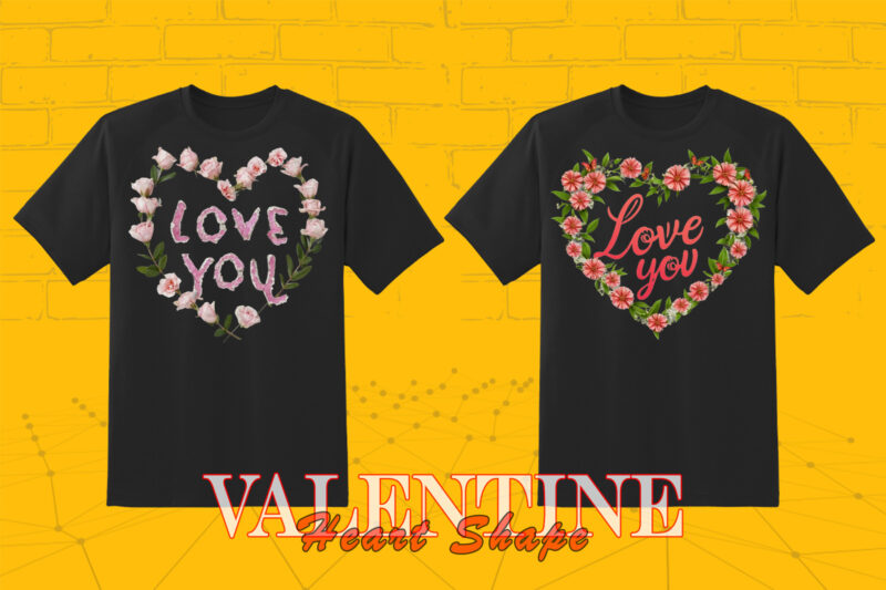 Valentines Day Boho Heart Illustration T-shirt Design Bundle