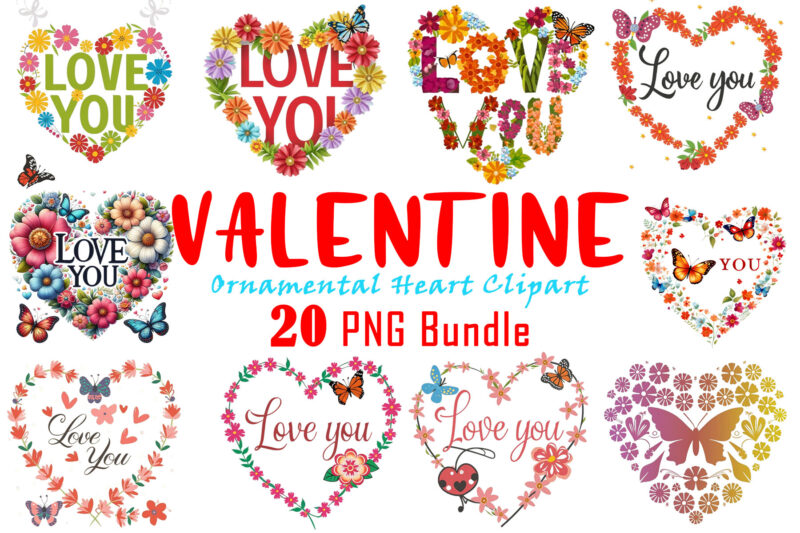 Valentines Day Boho Heart Illustration T-shirt Clipart crafted for Print on Demand websites