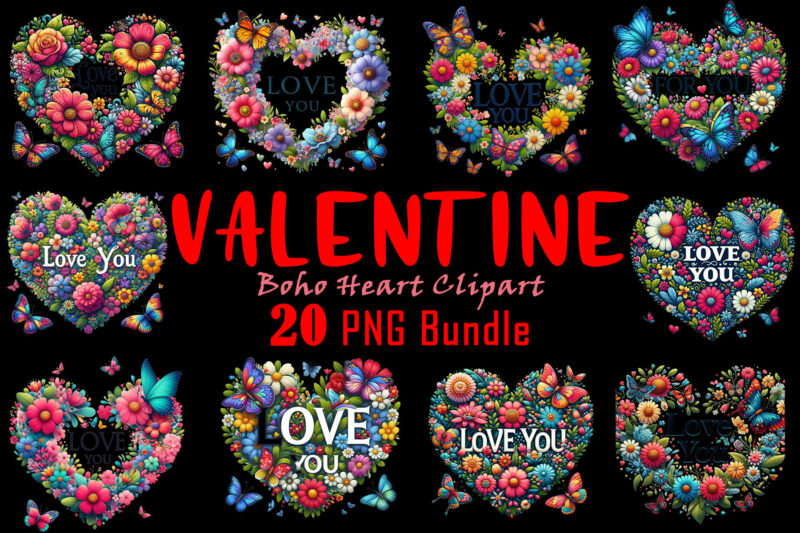 Love for Valentines Day Blooming Heart Illustration Clipart