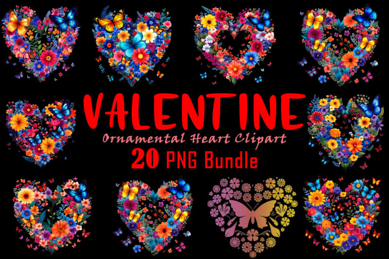 Valentines Day Boho Heart Illustration T-shirt Design Bundle