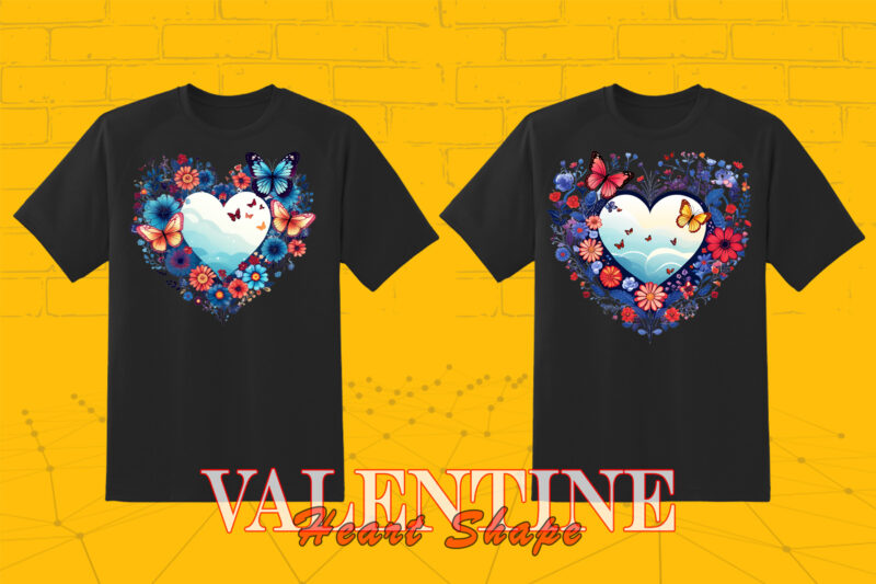 Passion Valentines Day Boho Heart Illustration T-shirt Graphics Bundle