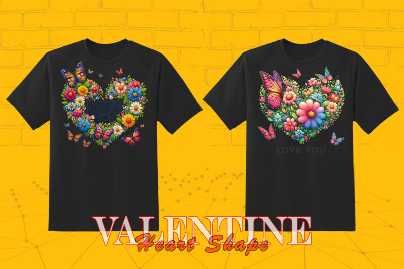 Valentines Day Blooming Heart punk Vibes Design Bundle