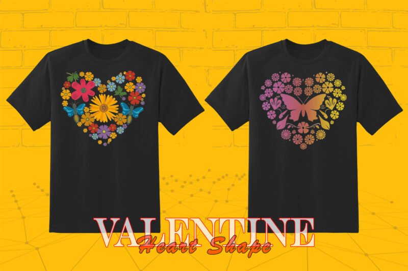 Flowerish Boho Heart Illustration T-shirt Clipart