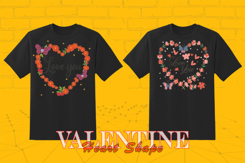 Valentines Day Boho Heart Illustration T-shirt Clipart crafted for Print on Demand websites