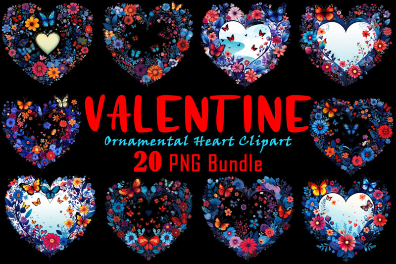 Passion Valentines Day Boho Heart Illustration T-shirt Graphics Bundle