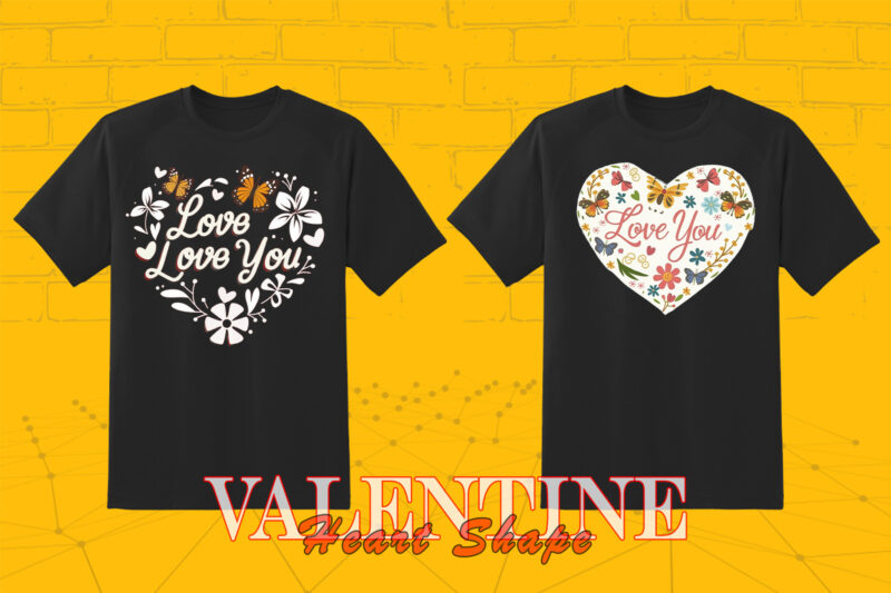Valentines Day Boho Heart Illustration T-shirt Clipart crafted for Print on Demand websites