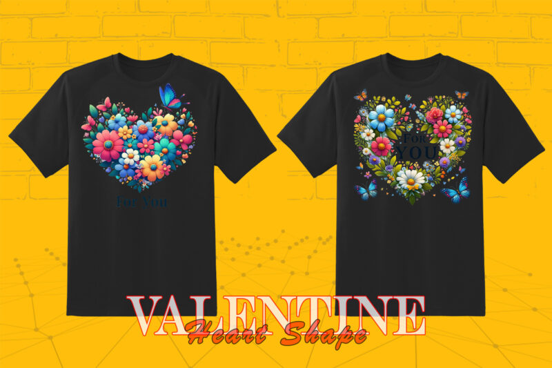 Passion Valentines Day Boho Heart Illustration T-shirt Bundle