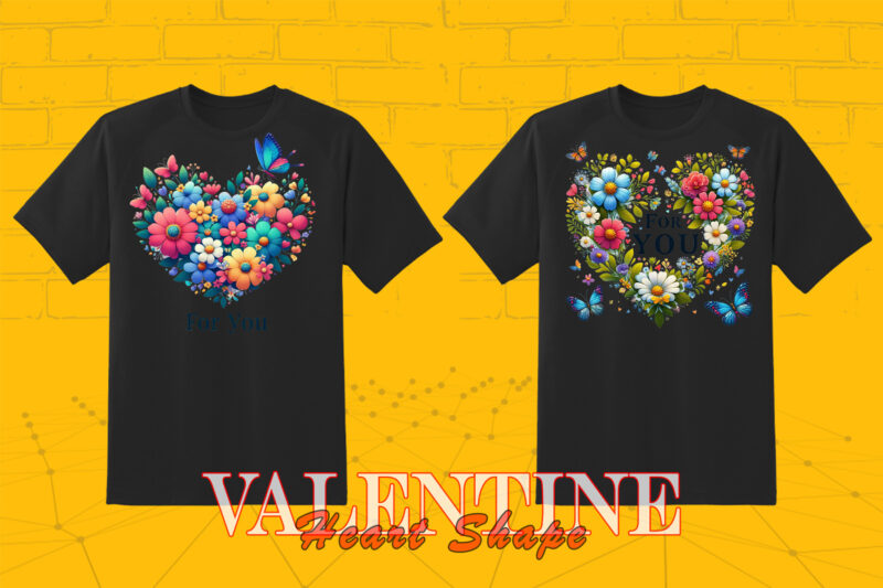 Passion Valentines Day Boho Heart Illustration T-shirt Bundle