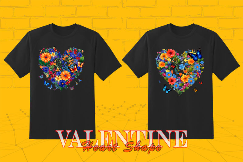 Valentines Day Boho Heart Illustration T-shirt Design Bundle