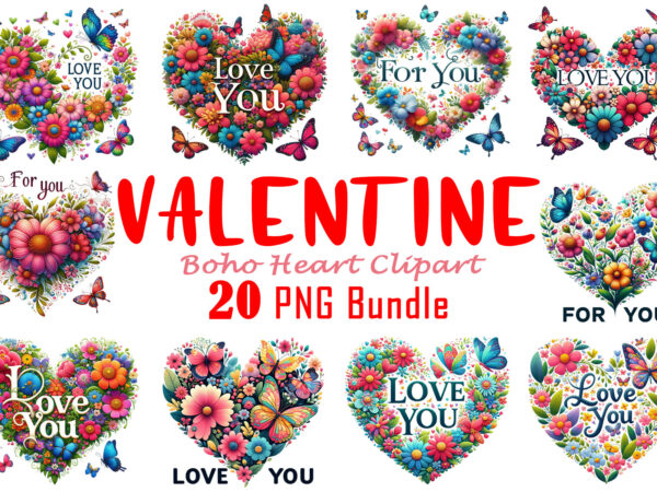 Valentines day blooming heart punk vibes design bundle