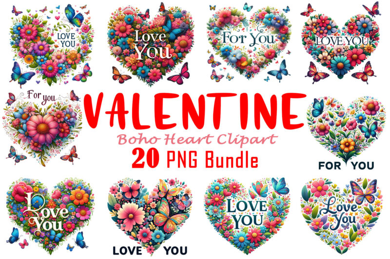 Valentines Day Blooming Heart punk Vibes Design Bundle