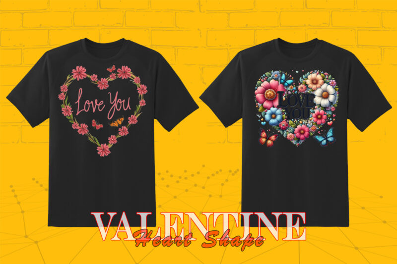 Valentines Day Boho Heart Illustration T-shirt Clipart crafted for Print on Demand websites