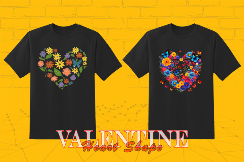 Valentines Day Boho Heart Illustration T-shirt Design Bundle