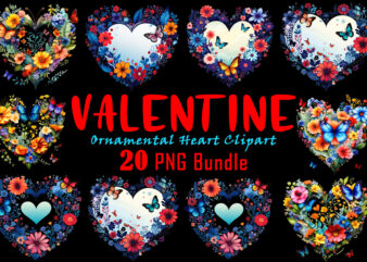 Valentines Day Blooming Heart Illustration Graphics Bundle