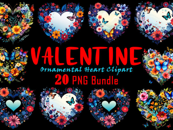 Valentines day blooming heart illustration graphics bundle
