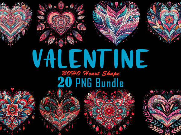 Flourish boho heart illustration t-shirt clipart bundle