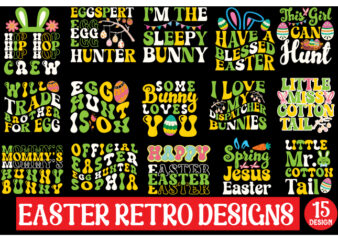 Easter retro designs bundle,Happy Easter SVG PNG design, Easter Bunny Svg design, Kids Easter Svg design, Easter Shirt Svg design, Easter