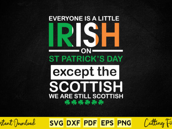 Everyone is a little irish on except the st patrick’s day svg cricut file vector clipart