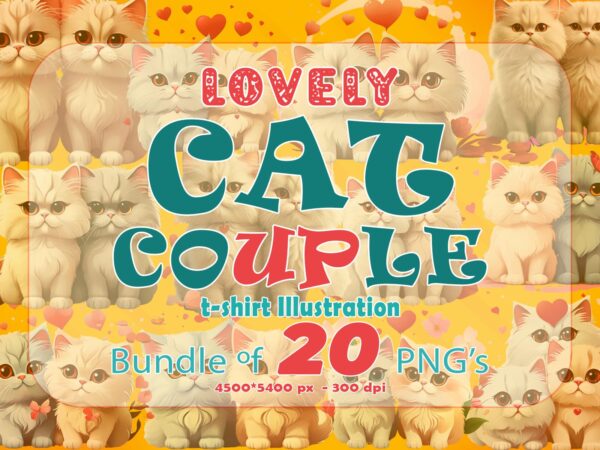 Abstract couple cat t-shirt illustration t-shirt design