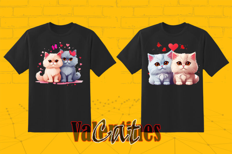 Abstract Couple Cat T-shirt Illustration T-Shirt Design