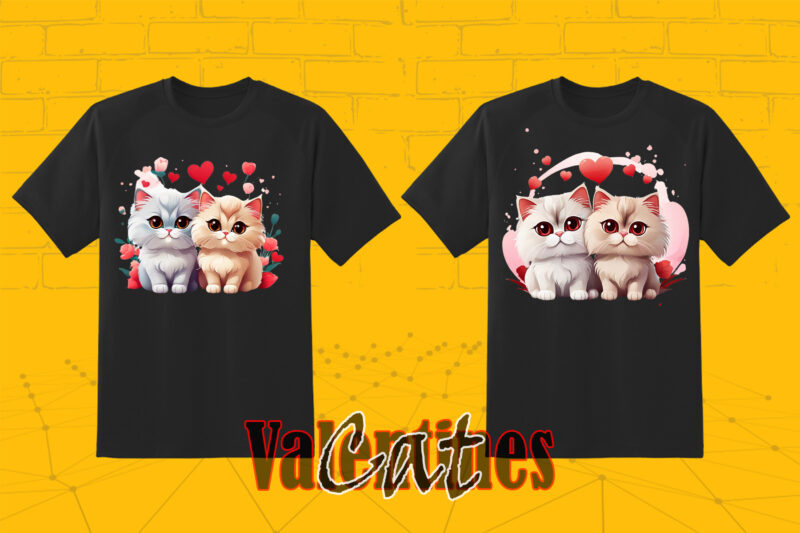 Abstract Couple Cat T-shirt Illustration T-Shirt Design