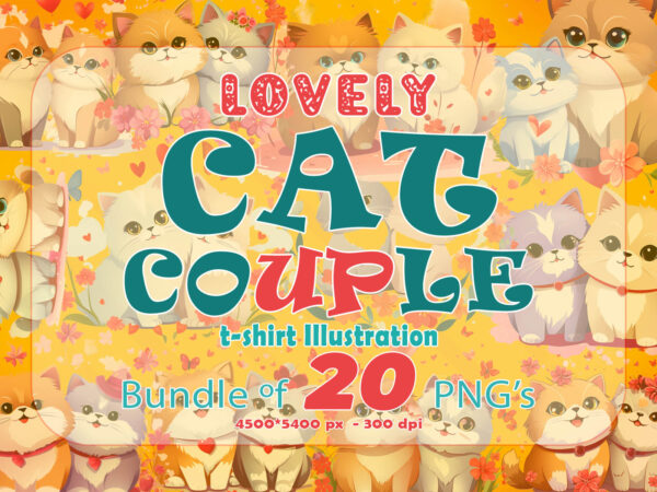 Valentines day loving cat couple illustration t-shirt clipart Valentines day loving cat couple illustration t-shirt clipart