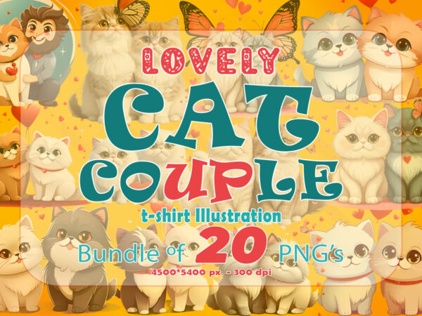 Cuple cat punk vibes t-shirt design bundle