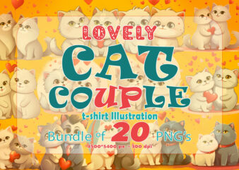 Couple cat illustration clipart t-shirt design bundle