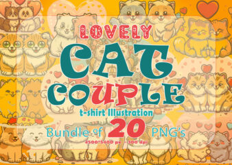 Valentines Day Loving Cat Couple Illustration T-shirt Clipart Bundle Perfect for Stylish T-Shirt Design