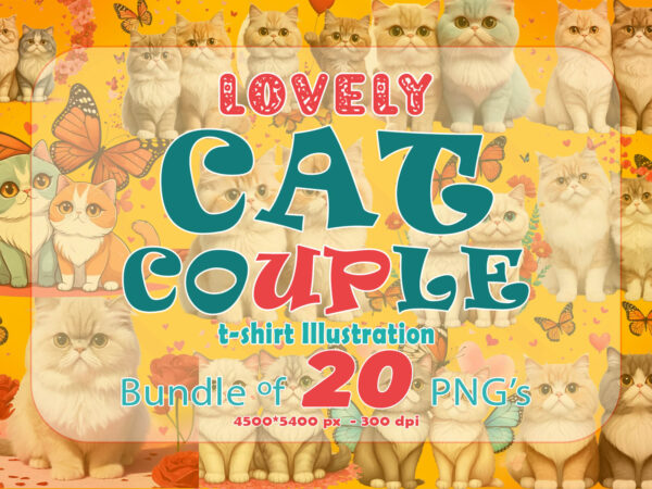 Abstract couple cat t-shirt illustration