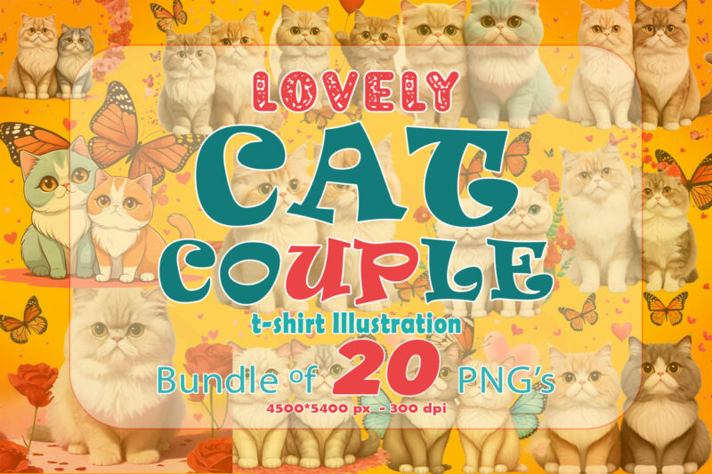 Abstract Couple Cat T-shirt Illustration