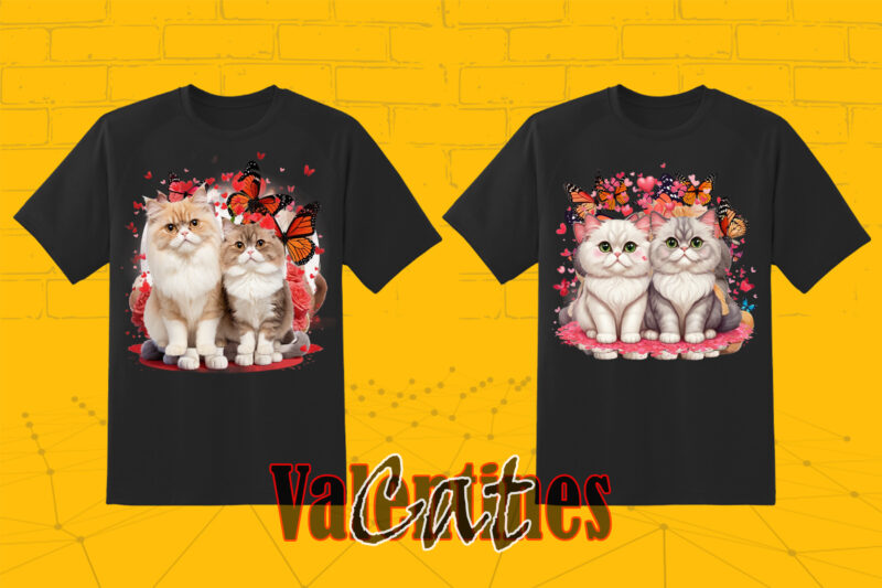 Abstract Couple Cat T-shirt Illustration